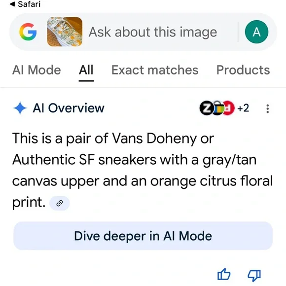 Vans Doheny SF Aneakers with a Gray/Tan Canvas Upper and an Orange Citrus Print - Picture 10 of 10